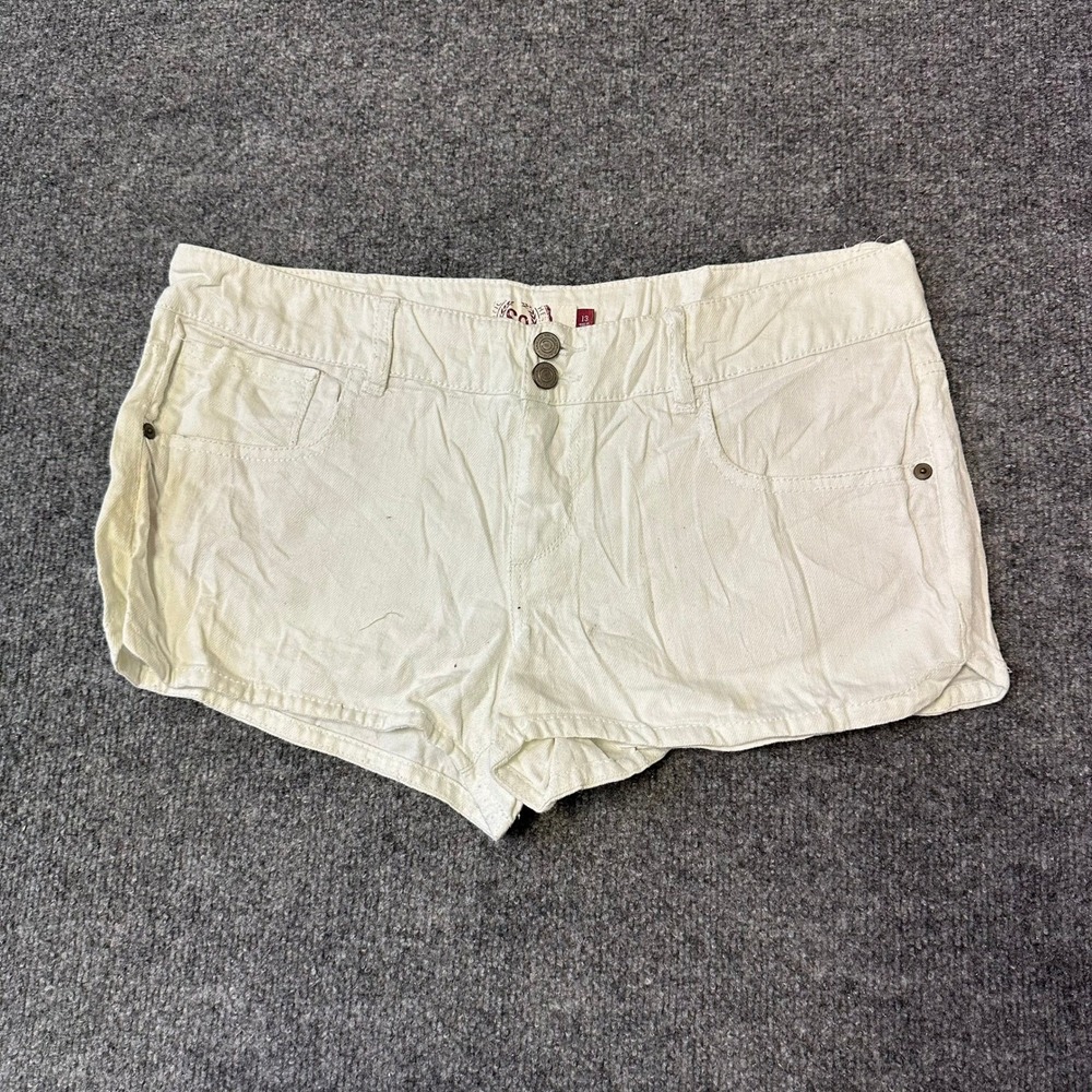 SO Shorts Womens Size 13 Cream Off White Low Rise Denim Casual Double Button